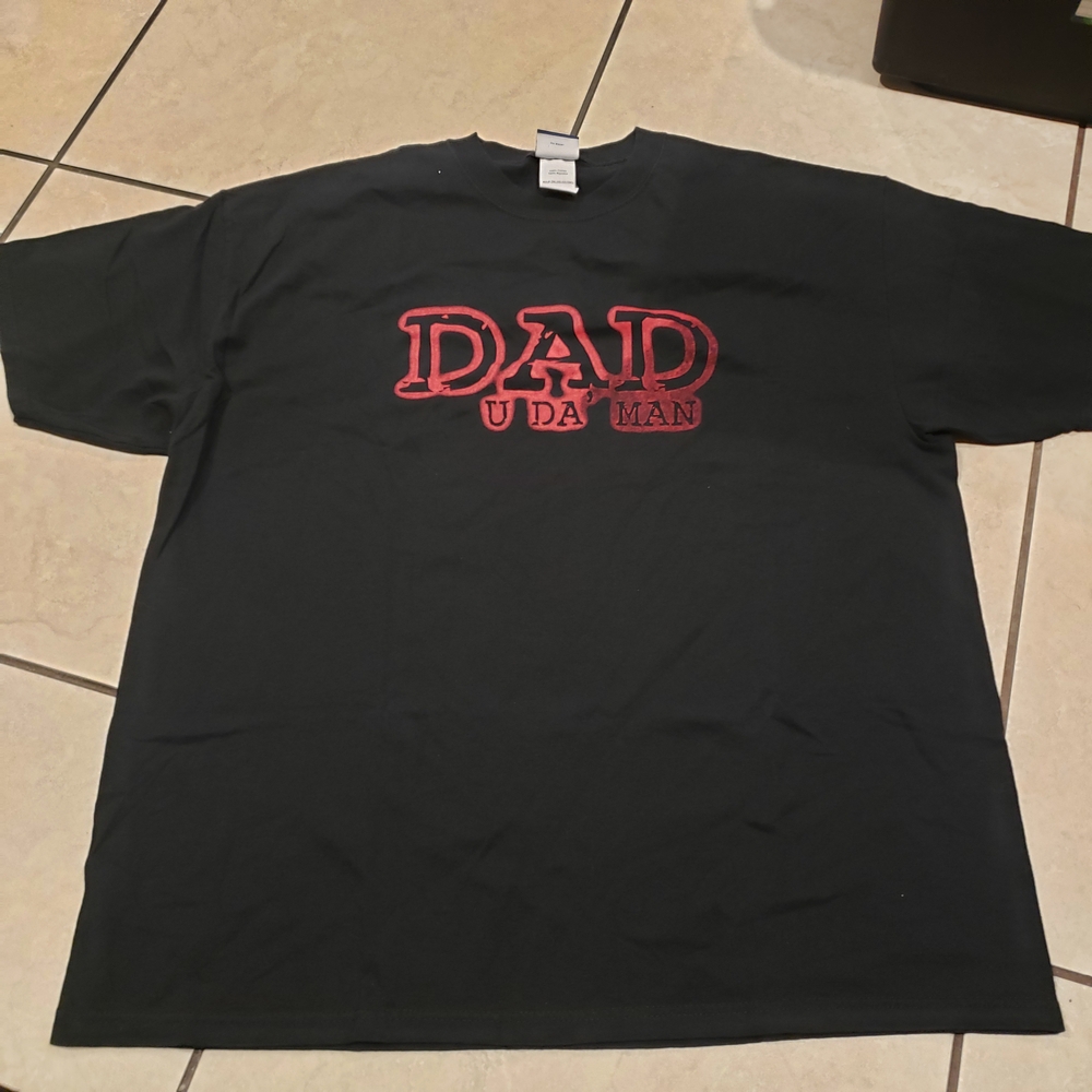 TSI Black T-Shirt with Red 'DAD U DA MAN' Print